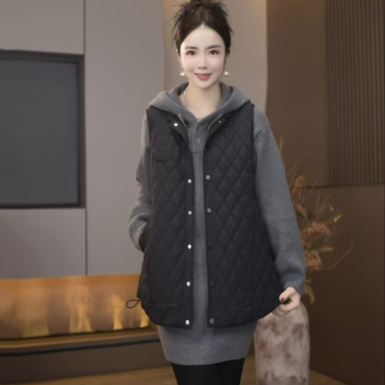 无品牌棉百搭短款方领