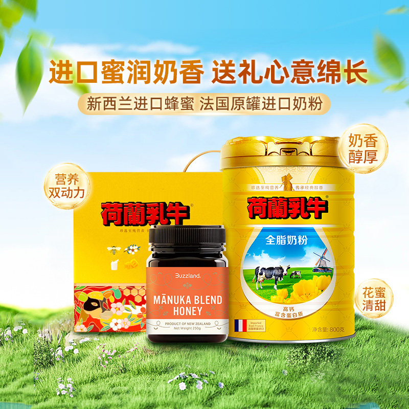 荷兰乳牛进口全脂奶粉蜂蜜礼盒