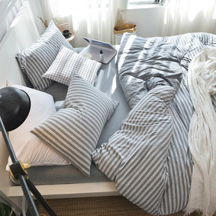 日本MUJIΕ日式天竺棉枕套48*74CM枕芯套子单双人纯棉条