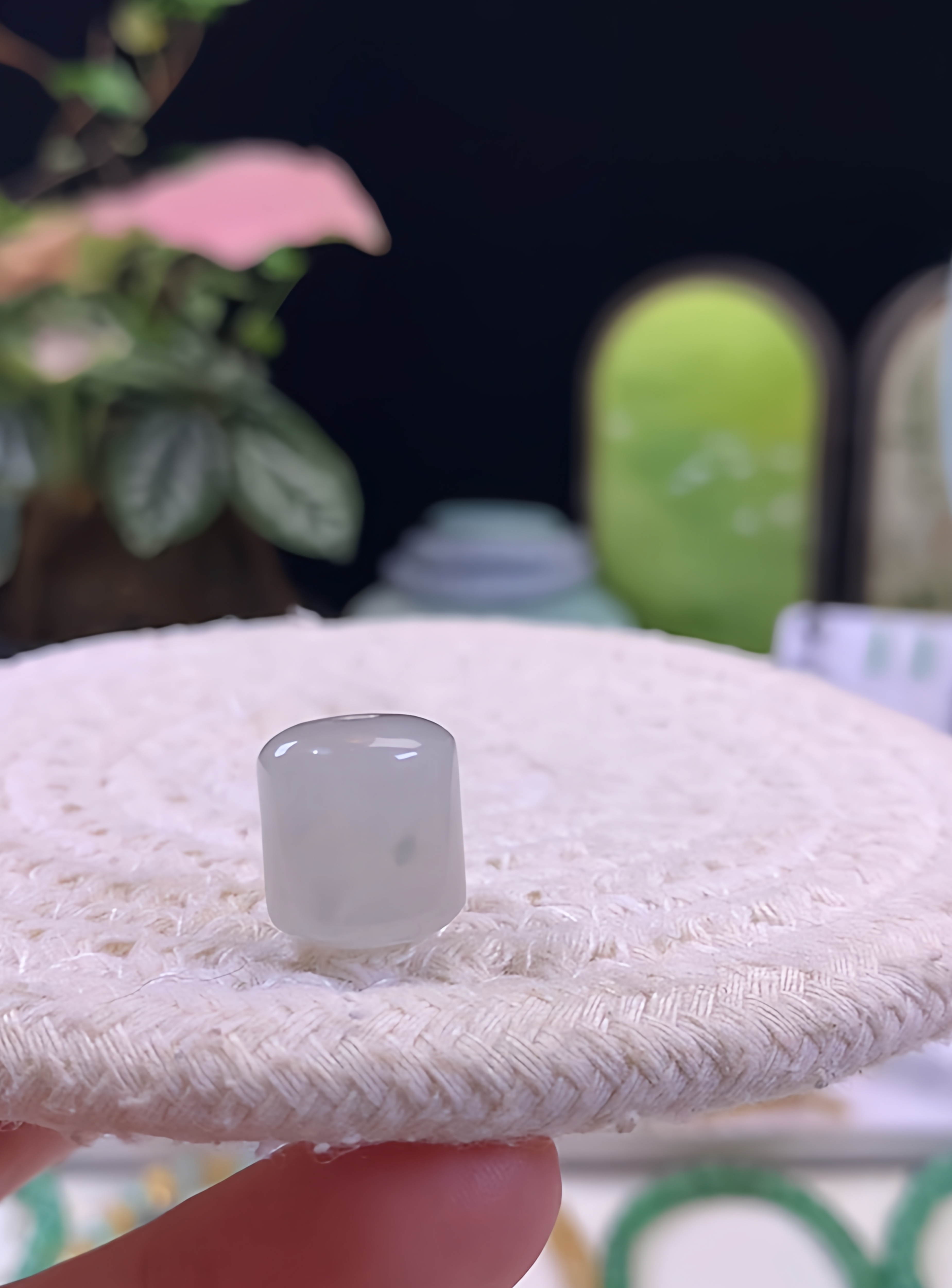 天然缅甸翡翠A货糯冰藕粉路路通13.7*12.4