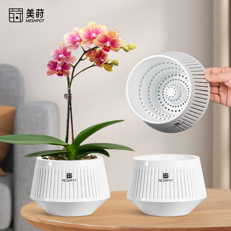 蝴蝶兰专用控根透气双层花盆