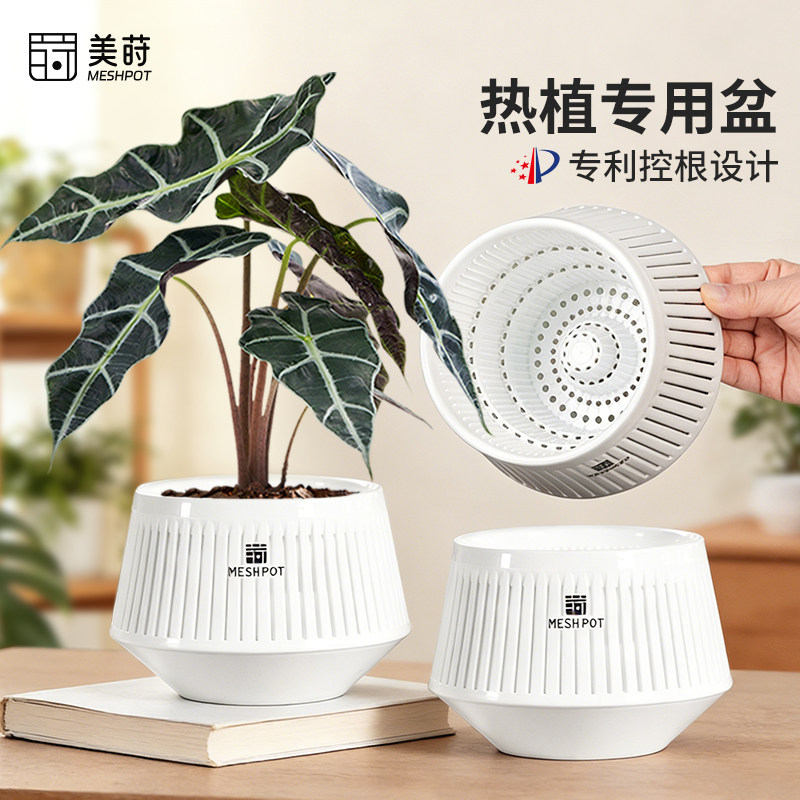 2025新款美莳高级感轻奢花盆家用精致奶油风北欧块根龙舌兰专用盆