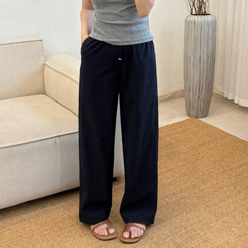 大妍【呼吸裤】小个子夏简约显瘦松紧腰抽绳九分休闲裤9531