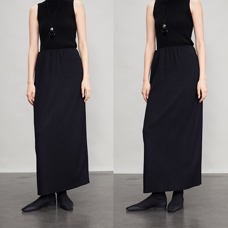 半身裙羊毛混纺直筒加长款row风