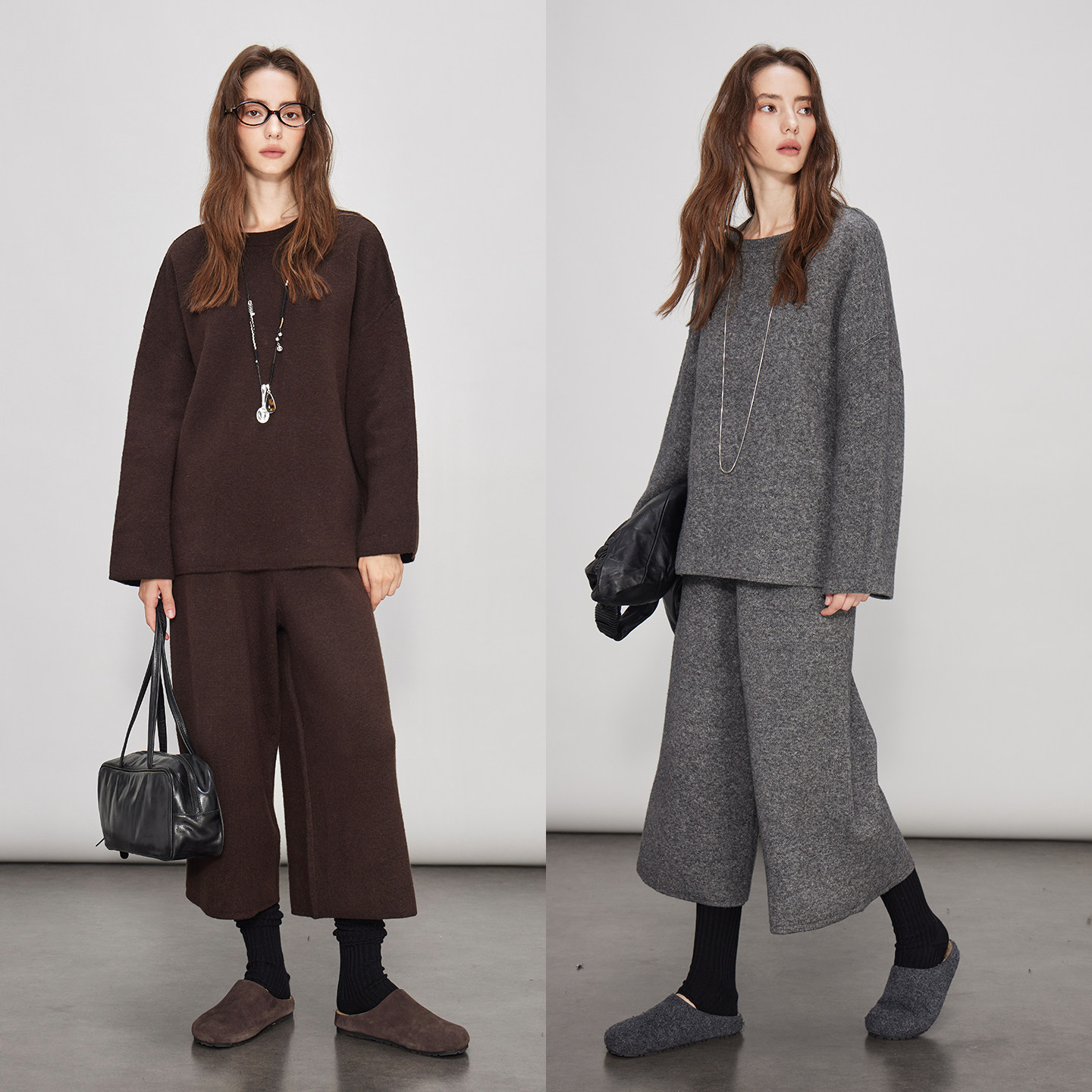 3ONE简约高级感双面高密针织圆领套头100毛衣/九分针织羊毛裤套装,女装/女士精品,时尚套装,淘宝优惠券,粉丝福利购,淘宝优惠卷