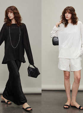 3ONE ｜天丝细腻裸感解构超大廓形蝙蝠袖T恤上衣极简ROW风防晒衣