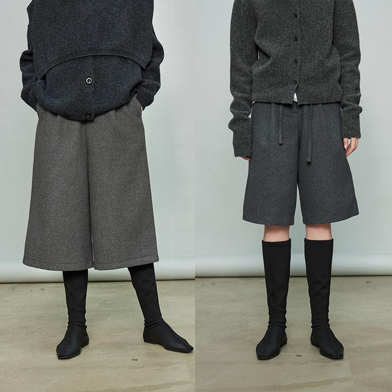 高腰通勤百搭五分叠搭直筒裤