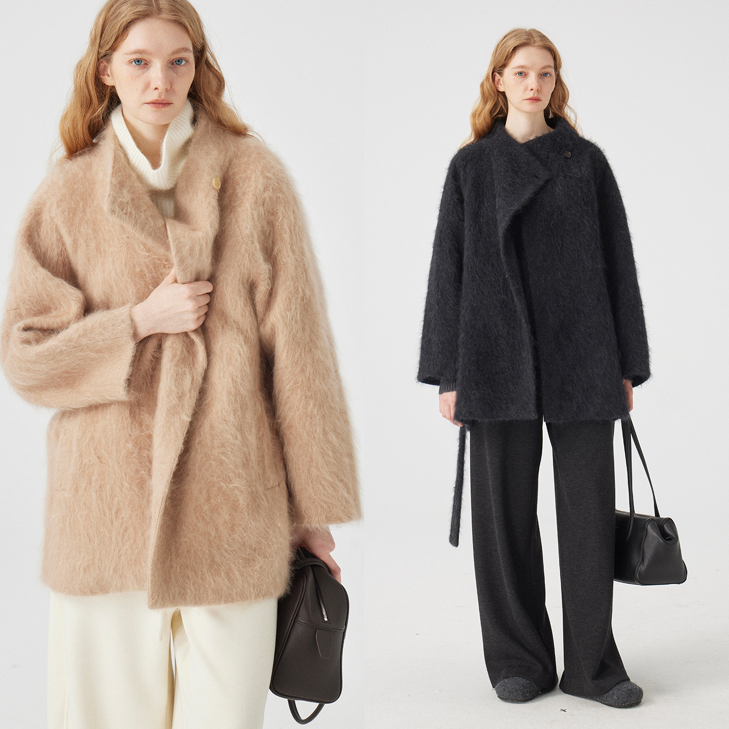 3ONE老钱风羊毛羊绒垂荡多穿领型短款拉毛大衣女系带收腰气质大衣,女装/女士精品,毛呢外套,淘宝优惠券,粉丝福利购,淘宝优惠卷