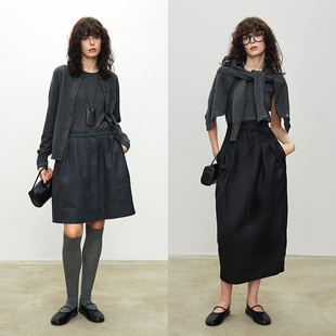 套装 3ONE 背心开衫 经典 黑灰色毛衣女 M1U风肌肤之享_10进口羊绒