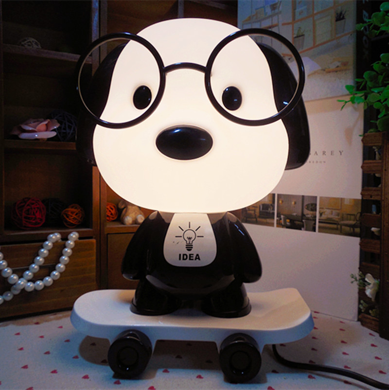 卡通呆萌博士狗插电台灯儿童卧室可爱床头灯节能开关小夜灯照明灯