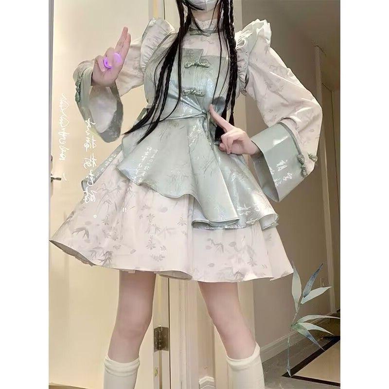 中华风洛丽塔新中式改良旗袍竹杳Lolita少女汉服op连衣裙夏款