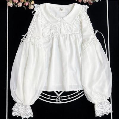 Lolita洋装娃娃领长袖衬衫秋冬新款甜美可爱内搭洛丽塔打底衫百搭