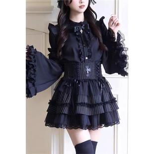 上衣哥特Lolita日系亚文化内搭宽袖 长袖 秋季 衬衫 蕾丝蝴蝶结姬袖