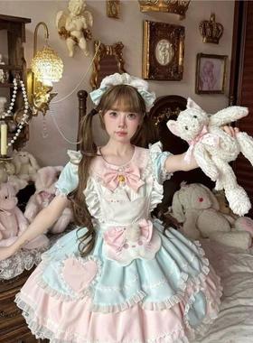 甜茶少女lolita甜茶喵可爱小猫洛丽塔op连衣裙女甜美清新日常