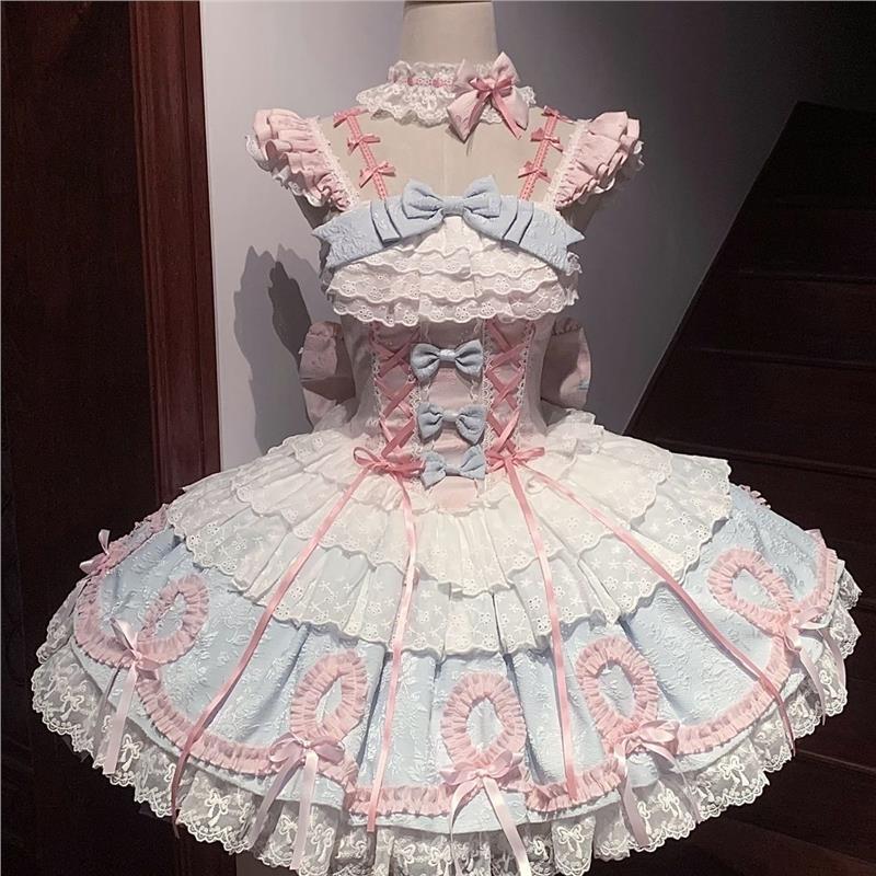 洛丽猫Lolita原创 全款洋装jsk连衣裙蝴蝶结洛丽塔