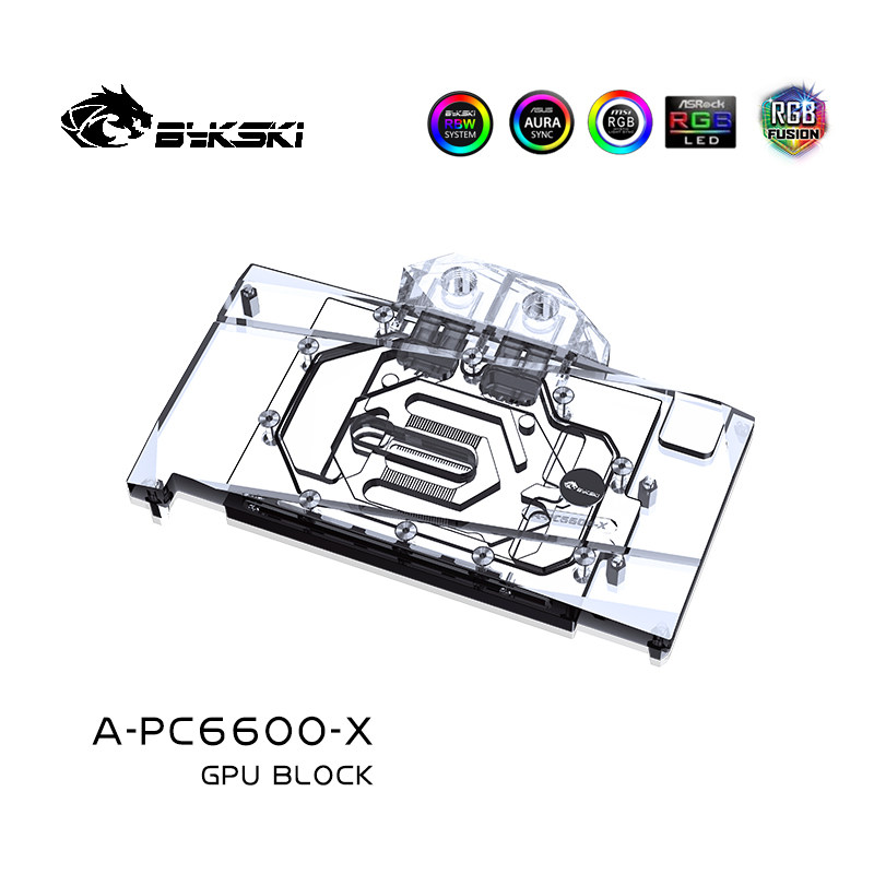 BYKSKI A-PC6600-X GRAPHICS CARD WATER BLOCK RADEON RX 6600 8GB
