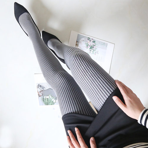 曼姿千鸟格春秋houndstooth丝袜