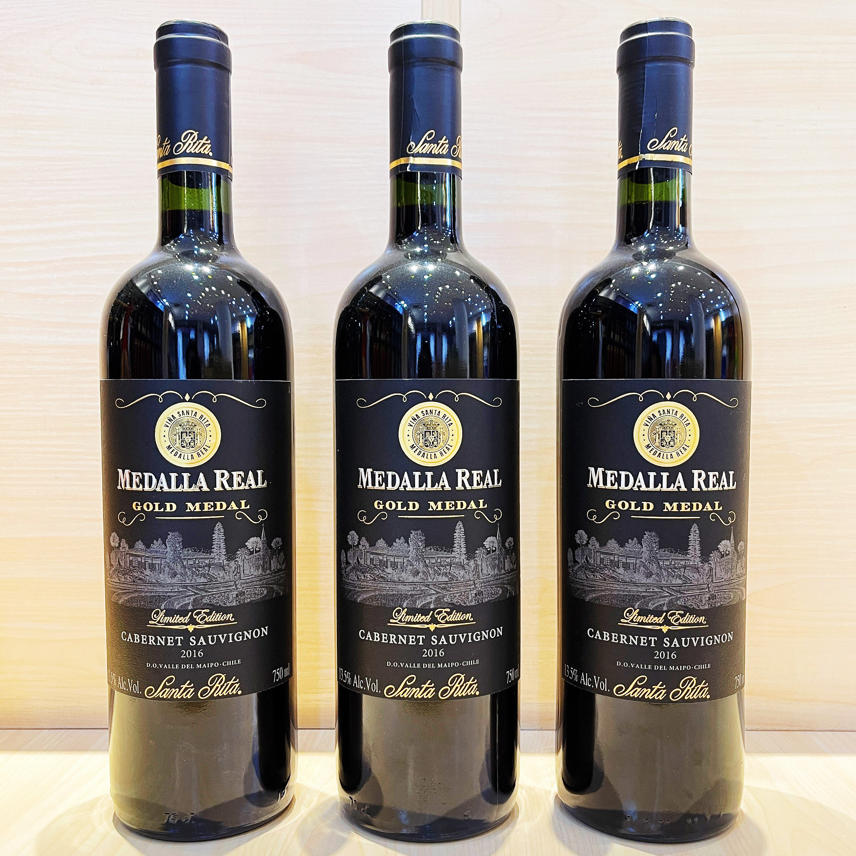 智利圣丽塔真实勋章金标赤霞珠干红葡萄酒原装原瓶进口正品