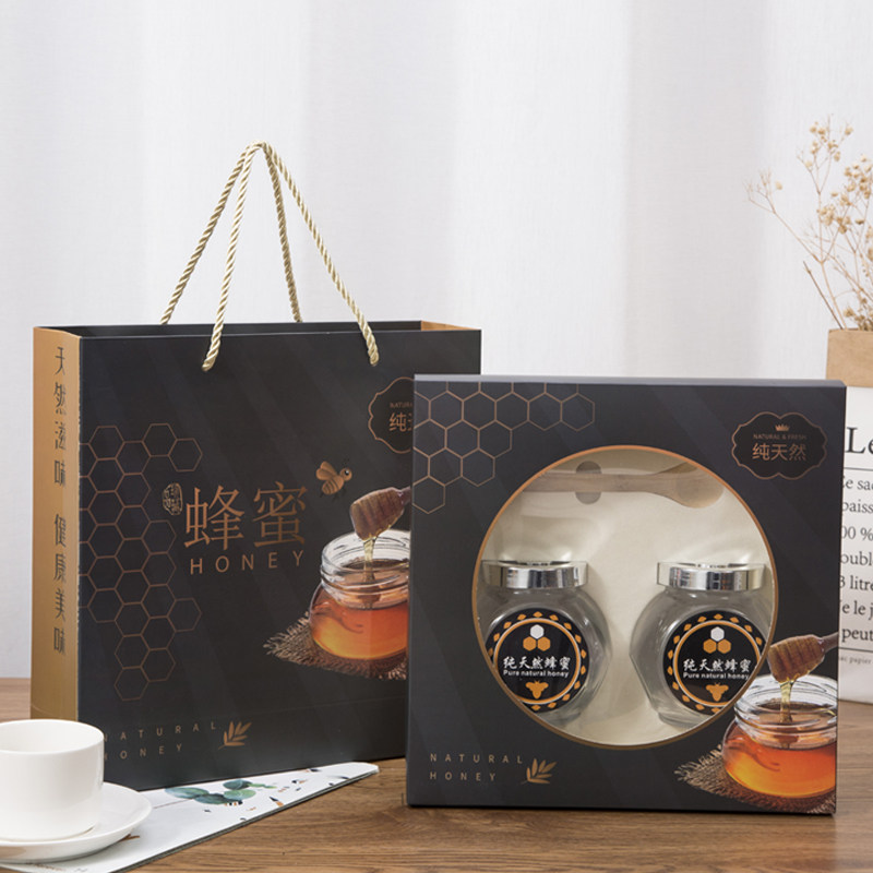 蜂蜜包装礼盒空盒含玻璃瓶一斤装2斤装通用纸高档定制手提礼品盒
