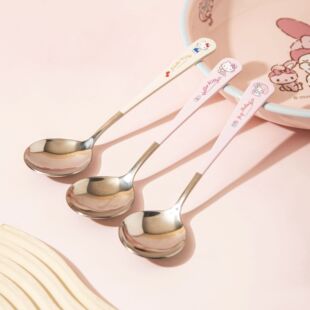 Hello Kitty不锈钢西餐勺卡通长柄汤勺家用吃饭勺主餐勺粉色可爱
