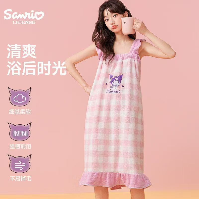 三丽鸥夏季吊带吸水加厚浴裙