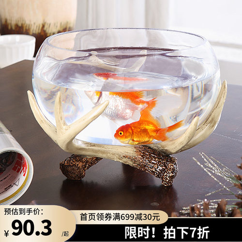 桌面家用装饰金鱼缸超白定制圆形