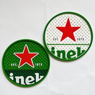 喜力啤酒收藏吧台垫经典 绿色橡胶垫f1杯垫沥水垫酒吧冰箱贴防滑垫