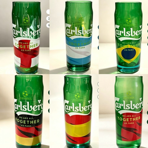 嘉士伯啤酒杯葡萄牙C罗球迷珍藏版足球杯玻璃杯罐形杯Carlsberg