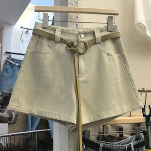 RK高腰短裤女2025夏季水洗棉韩版a字阔腿裤时尚十三行宽腿休闲裤