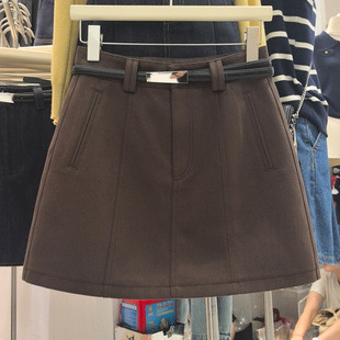 XIBEIERXIXI高腰A字短裙女2025秋季韩版显瘦十三行休闲百搭半身裙