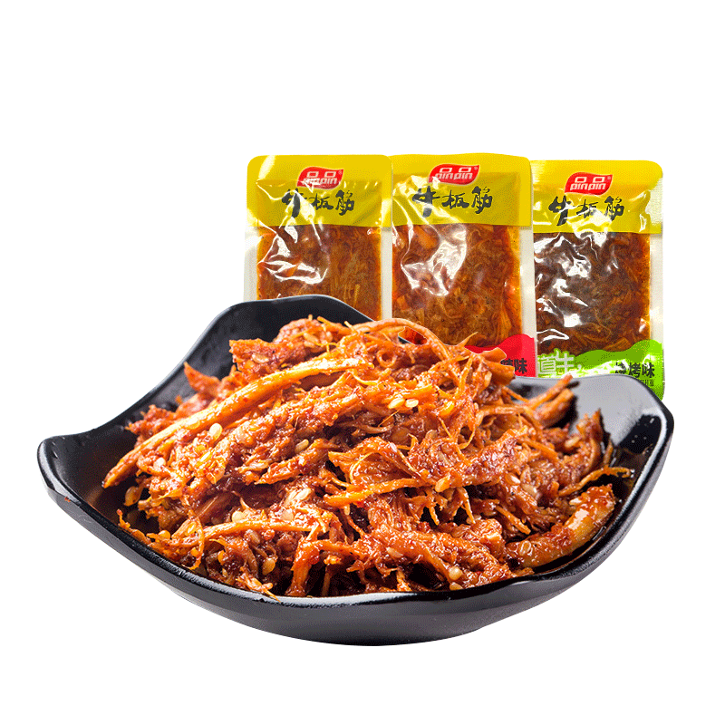品品牛板筋散稱500g小包裝即食牛肉零食香麻辣條小吃四川休閑食品