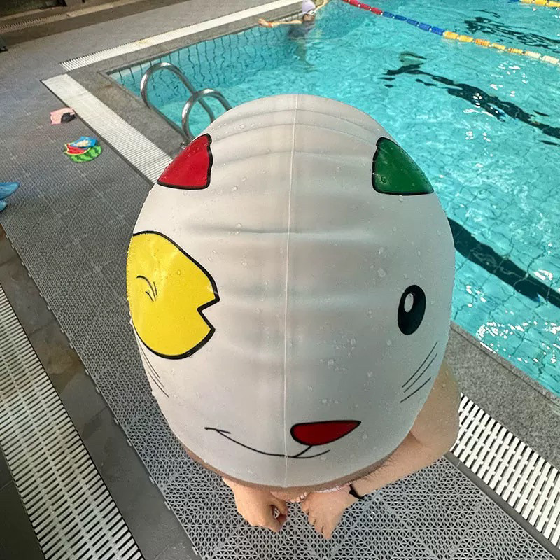 游泳帽男女款成人硅胶高弹力不压头发搞笑企鹅猫咪小怪可爱泳帽图片