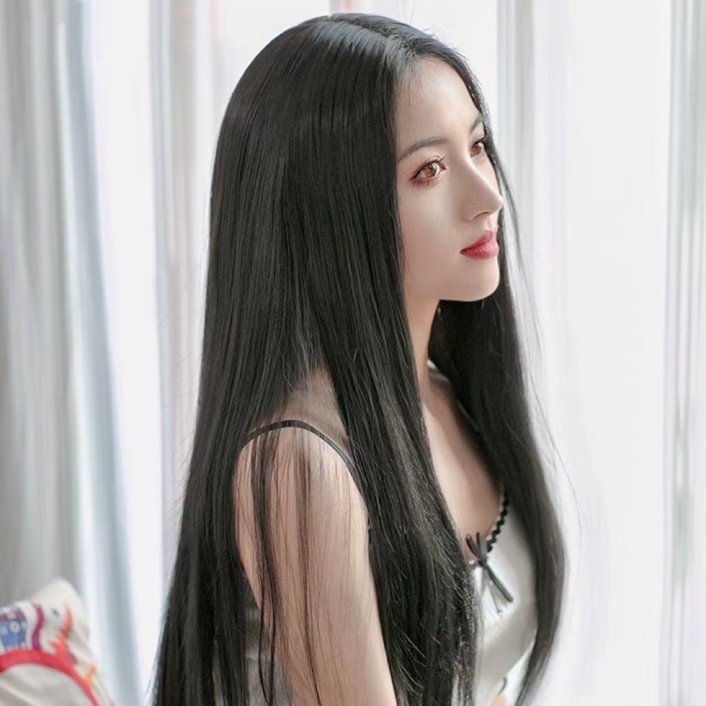 magic前蕾丝假发女长发中分黑长直仿真人发自然全头套式发套日常