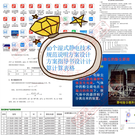 40个湿式静电技术规范说明书技术方案指导书设计计算表格选型表