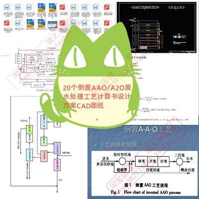 20个倒置AAO/A2O废水处理工艺设计计算书设计方案CAD图平面剖面图