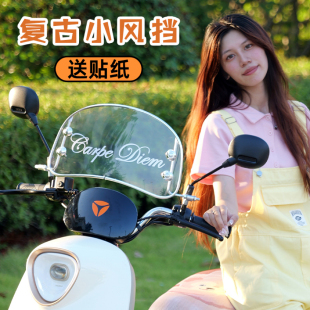 电动车复古前挡风板电瓶挡风玻璃复古可爱女晴天摩登改装