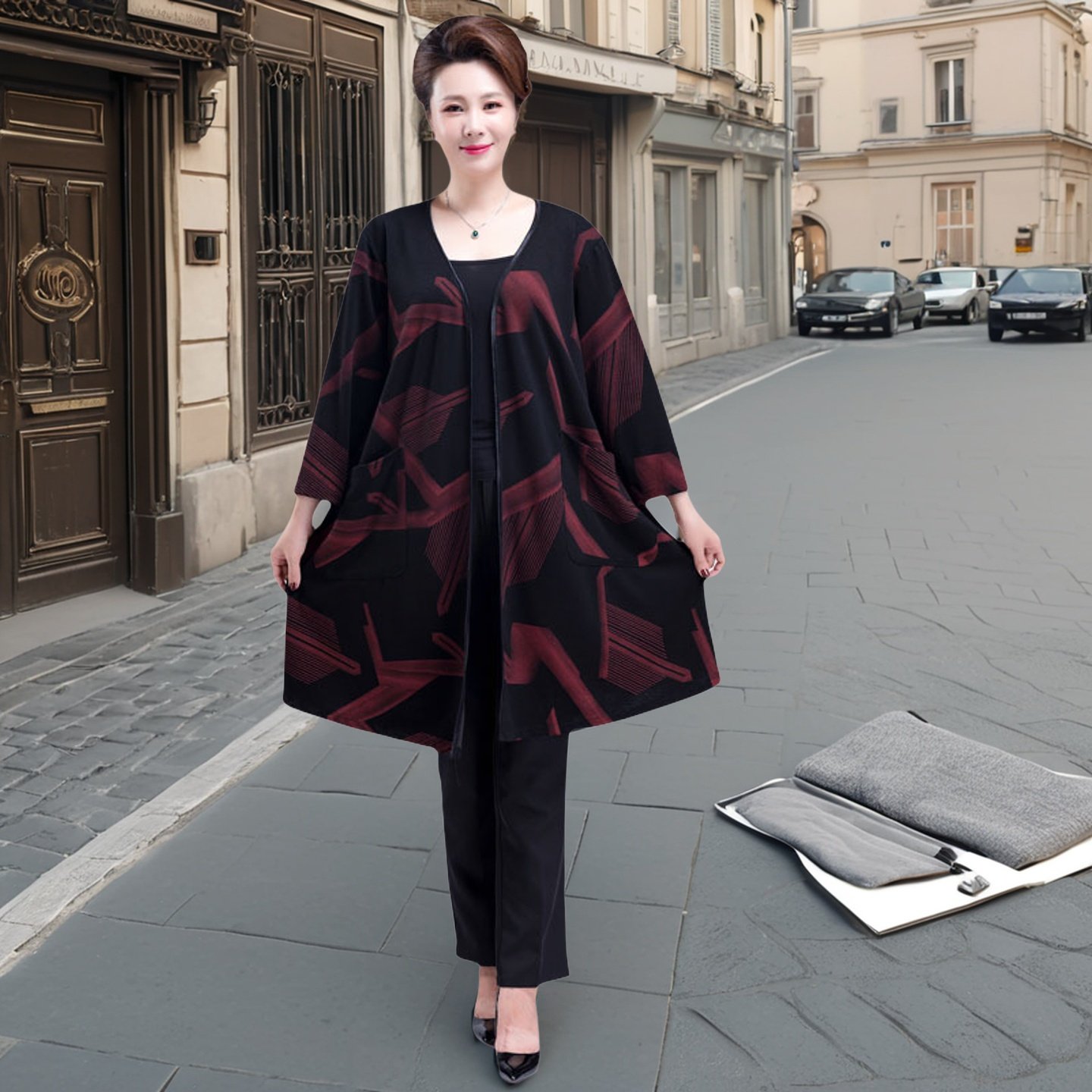 春秋新款中老年加肥大码220斤胖妈妈女装开衫风衣奶奶装披肩披风