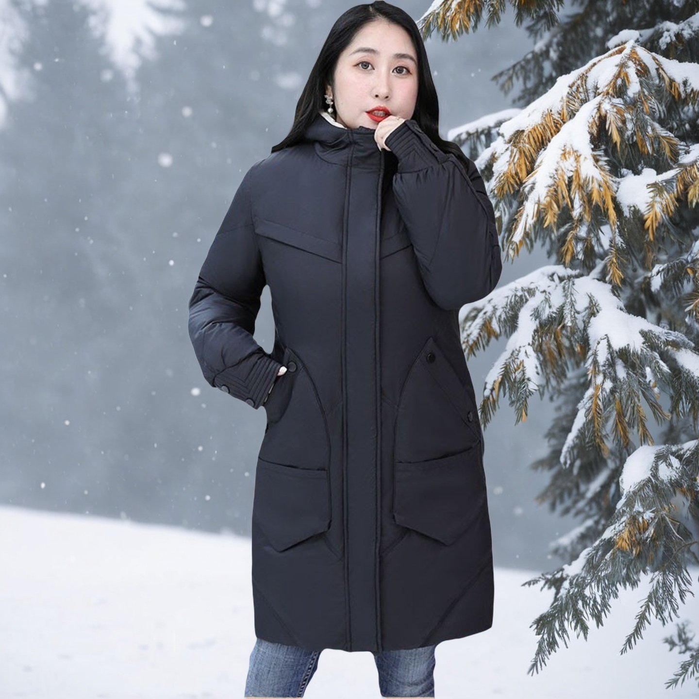 中老年女装大码中长款羽绒服胖MM200斤300斤加大加肥年轻羽绒外套