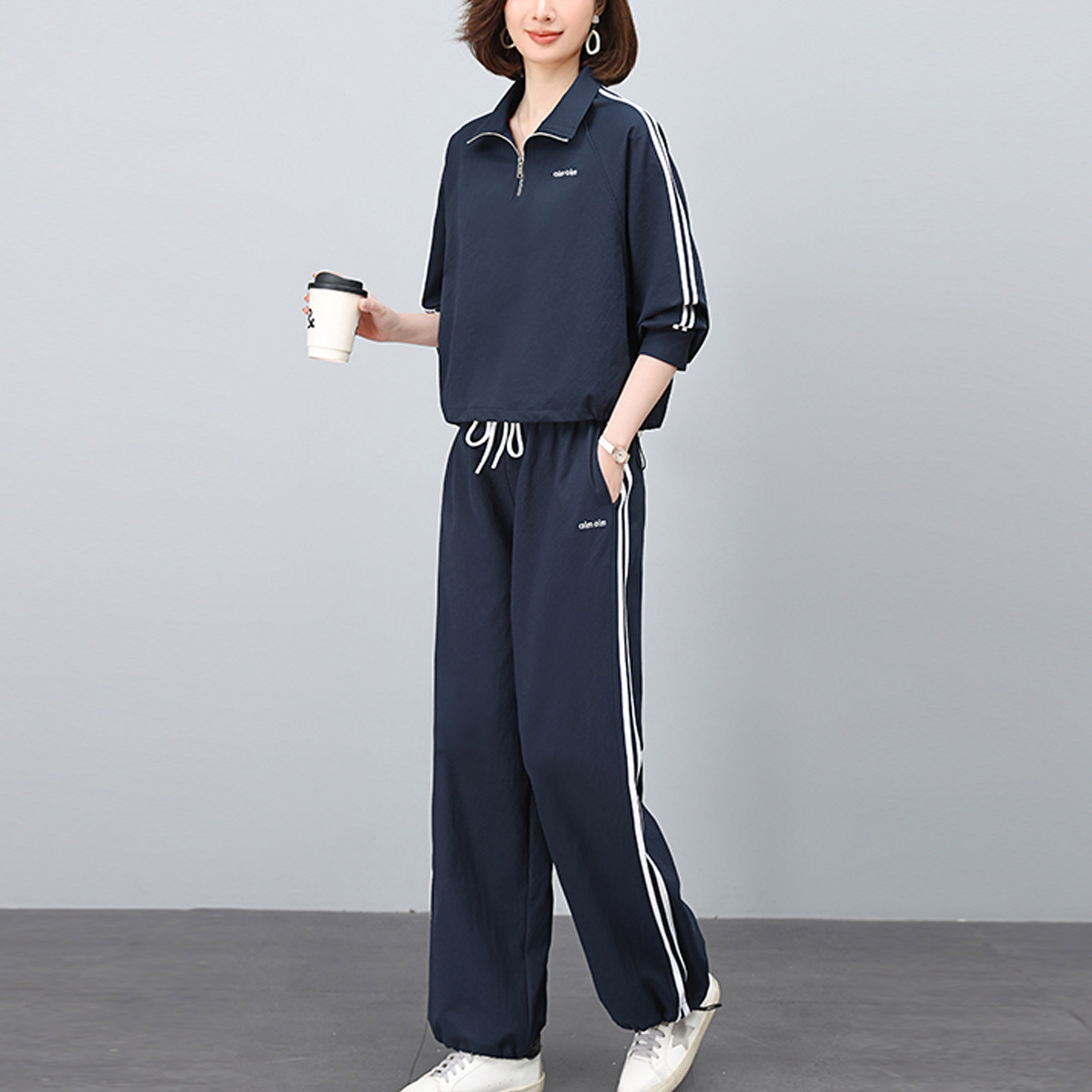 中年妈妈装大码卫衣套装女2026春秋新款胖mm宽松时尚运动服两件套