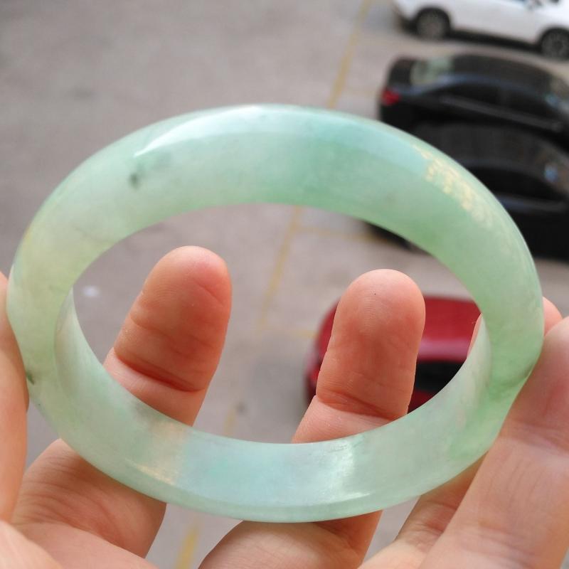 正品缅甸翡翠手镯玉镯子冰糯种飘蓝花翡翠手镯天然玉石 56 59