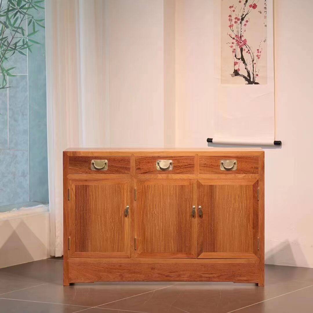 红木缅甸花梨四面平餐边柜榫卯结构明清古典茶水柜收纳柜
