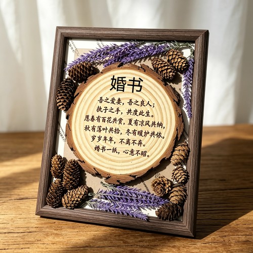 订婚书新中式婚书定制diy实木相框摆台画框高端摆件高级感仪式感