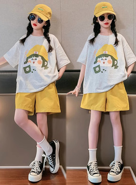 女童夏季短袖短裤运动服休闲套装
