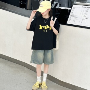 女童新款夏季洋气短袖短裤两件套