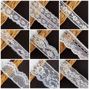 10米長(zhǎng) 布藝手工diy娃衣黑白色 超仙透紗蕾絲花邊輔料服裝 臺(tái)產(chǎn)薄款