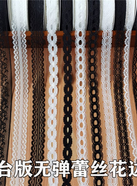 台产薄款超仙透纱蕾丝花边辅料服装布艺波浪点点娃衣蕾丝黑色白色