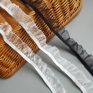 宽2.5cm 弹力褶皱木耳边 蕾丝花边辅料 手工芭比娃娃裙边领口袖口