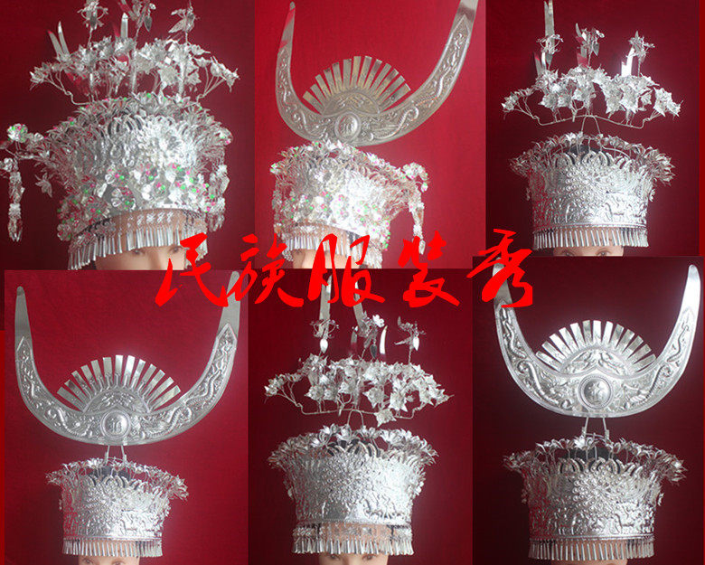 k8ASIKUUHG银饰帽子苗族银帽长角帽多款新款帽子头饰凤冠