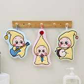 卡通音乐星星人擦手巾珊瑚绒挂式 吸水儿童可爱厨房浴室速干毛巾