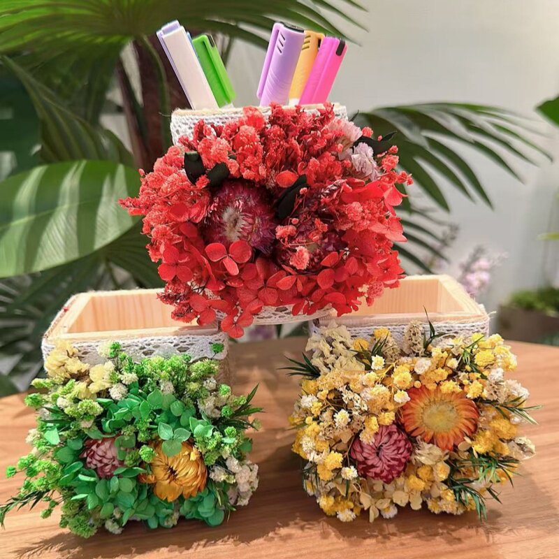 永生花diy笔筒干花材料笔筒制作实用插花亲子暖场活动母亲节手工